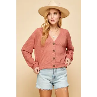 Cameron Cardigan with Buttons - Mauve