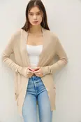 Penelope Knit Open Front Cardigan - Sand