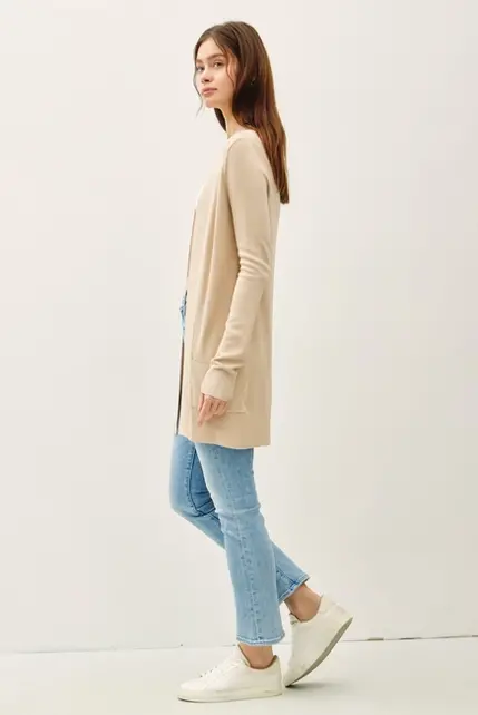 Penelope Knit Open Front Cardigan - Sand