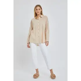 Pax Oversized Poplin Shirt - Taupe