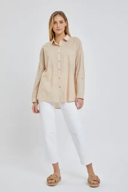 Pax Oversized Poplin Shirt - Taupe
