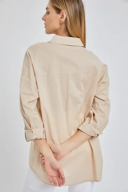 Pax Oversized Poplin Shirt - Taupe