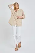 Pax Oversized Poplin Shirt - Taupe