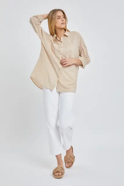 Pax Oversized Poplin Shirt - Taupe