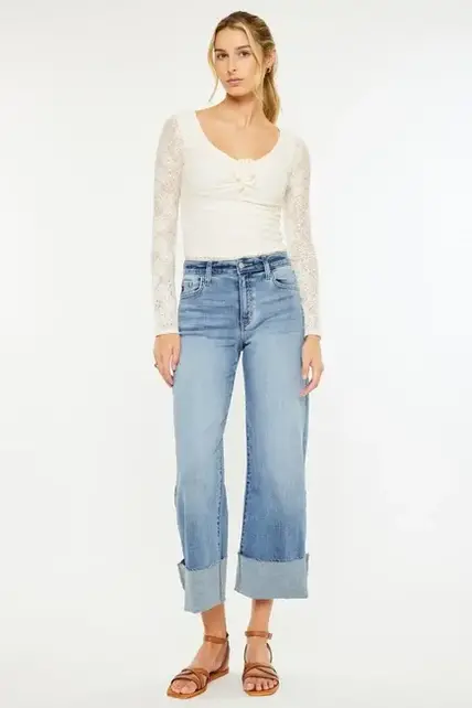 Kancan Leslie High Rise Crop Wide Leg Jeans
