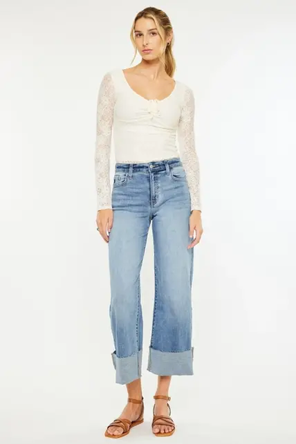 Kancan Leslie High Rise Crop Wide Leg Jeans