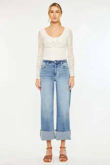 Kancan Leslie High Rise Crop Wide Leg Jeans