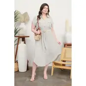 Sutton Button Down Midi Dress - Light Olive