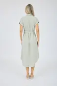 Sutton Button Down Midi Dress - Light Olive