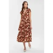 Solana Tiered Floral Midi Dress - Burgundy