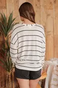 Stevie Striped Drop Shoulder Long Sleeve - Ivory