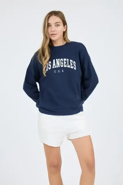 Juniper Los Angeles Print Sweater - Navy