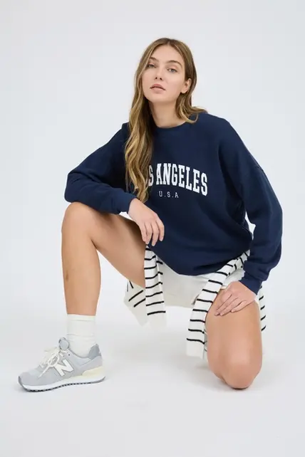 Juniper Los Angeles Print Sweater - Navy