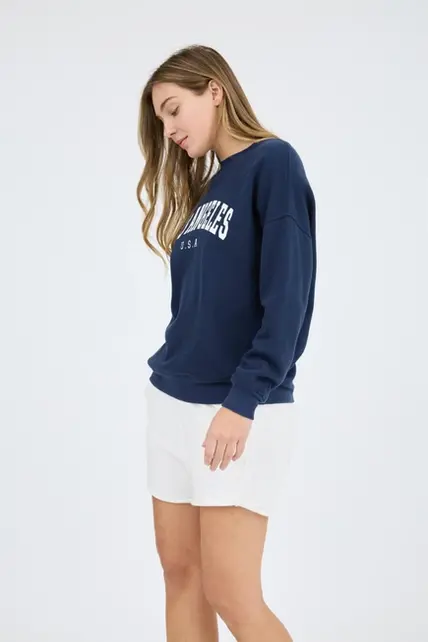 Juniper Los Angeles Print Sweater - Navy