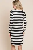 Trinity Long Sleeved  Midi Dress - Black/White