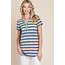 Timber V-Neck Stripe Top - Green/Coral