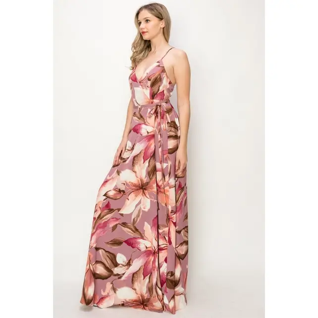 Wynn Sleeveless Maxi Wrap Dress - Mauve