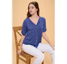 Maisie Front Flap Pocket Shirt - Twilight Blue