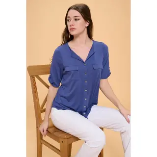 Maisie Front Flap Pocket Shirt - Twilight Blue