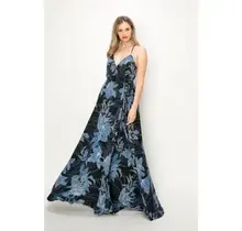 Waylen Sleeveless Wrap Maxi Dress - Blue