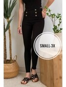 June High Waist Skinny Sailor Pants - Black