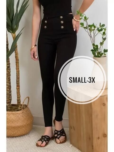 June High Waist Skinny Sailor Pants - Black