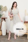 Sutton Button Down Midi Dress - Light Olive