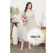 Sutton Button Down Midi Dress - Light Olive