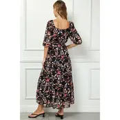 Teagan  Side Tie Ruffle Hem Maxi - Black