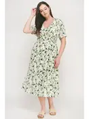 Tammy Ruffled Bottom Midi Dress - Green