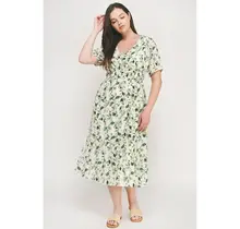 Tammy Ruffled Bottom Midi Dress - Green