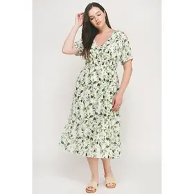 Tammy Ruffled Bottom Midi Dress - Green