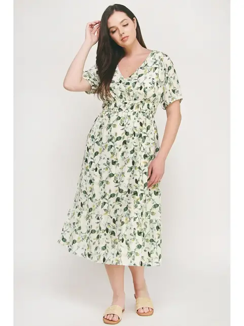 Tammy Ruffled Bottom Midi Dress - Green