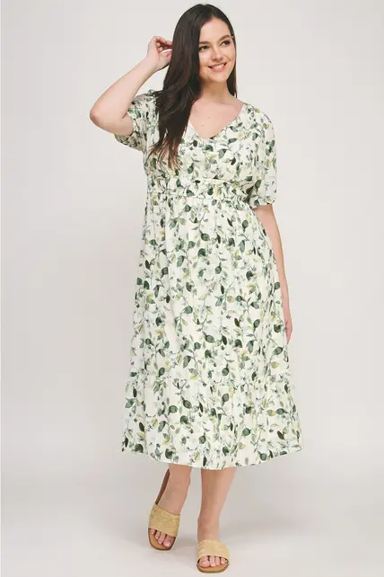 Tammy Ruffled Bottom Midi Dress - Green