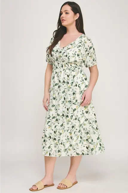 Tammy Ruffled Bottom Midi Dress - Green
