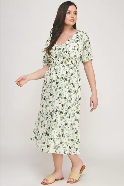 Tammy Ruffled Bottom Midi Dress - Green