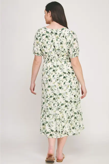 Tammy Ruffled Bottom Midi Dress - Green