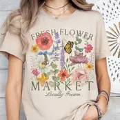 Flower Farmers Market Tee - Beige