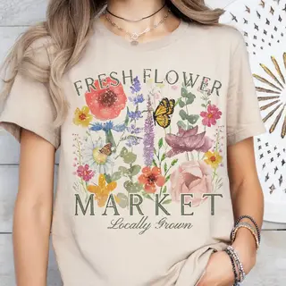Flower Farmers Market Tee - Beige