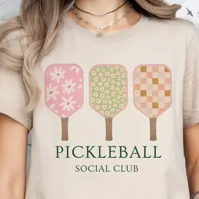 Pickle Ball Social Club Tee - Beige