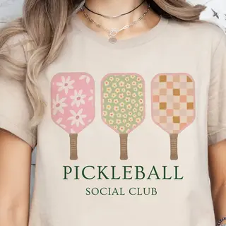 Pickle Ball Social Club Tee - Beige
