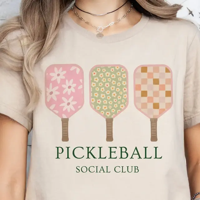 Pickle Ball Social Club Tee - Beige