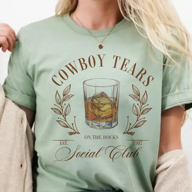 Western Country Cowboy Tee - Sage