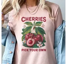 Cherries Fruit Farmers Tee - Peach