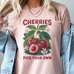 Cherries Fruit Farmers Tee - Peach