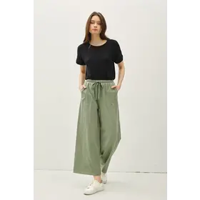 Brie Cotton Wide Pants - Sage