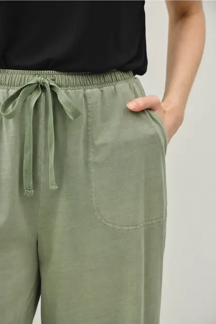 Brie Cotton Wide Pants - Sage