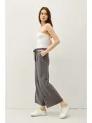 Brie Cotton Wide Pants - Charcoal