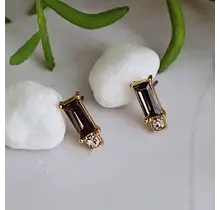 Baguette Cut Stone Stud Earrings