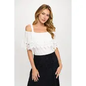 Heidi Crochet Trim Cold Shoulder - Ivory